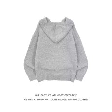 批发纯色连帽纽扣毛衣男女慵懒风美式复古潮ins针织衫<b class='q'>外套</b>上衣秋