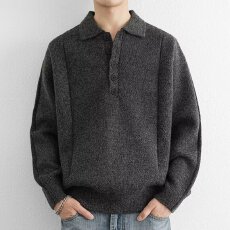 批发秋冬季韩版轻奢时尚套头针织衫宽松慵懒风休闲纯色<b class='q'>男士</b><b class='q'>毛衣</b>