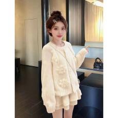 批发法式甜美氛围感软糯针织衫<b class='q'>外套</b>女2025冬季新款时尚气质高级感毛衣