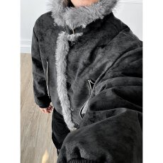 批发时尚2025新款美式复古座山雕翻领毛领棉服男女冬季派克服棉衣<b class='q'>外套</b>