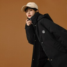 批发情侣装中长款棉衣<b class='q'>男</b>女生冬季宽松东大门加厚连帽过膝羽绒棉服外套