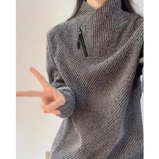 批发薄款斜拉链二浩条纹<b class='q'>卫衣</b>男女内搭打底衫雪尼尔重磅立领<b class='q'>长袖</b>T恤