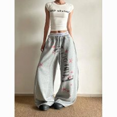 批发甜心轰炸机盐系少女时尚新款休闲裤春<b class='q'>秋</b>季宽松阔腿裤高腰显瘦长裤