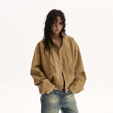 批发VATTY美式复古巴恩风<b class='q'>街头</b>感工装夹克女bomber立领短款飞行员外套