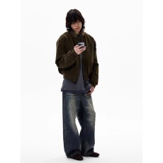 批发美式新款复古水洗做旧设计感直筒牛仔裤男女高街宽松休闲垂感裤子