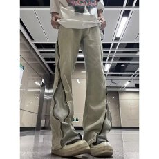 批发美式复古高街水洗黄泥染牛仔裤女vibe小个子窄版直筒显瘦垂感长裤