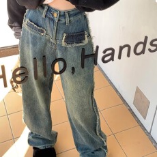 批发浅蓝复古高腰阔腿天丝牛仔裤女2026夏季新款垂坠直筒显瘦拖地裤子