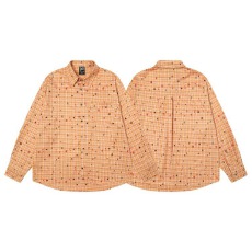 批发新款格子休闲<b class='q'>衬衫</b>男女款高街美式百搭慵懒<b class='q'>衬衣</b>长袖日常外套潮