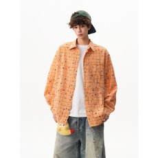 批发新款格子休闲<b class='q'>衬衫</b>男女款高街美式百搭慵懒<b class='q'>衬衣</b>长袖日常外套潮