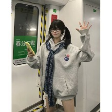 批发2026春秋原创美式复古格子披肩假两件长袖<b class='q'>卫衣</b><b class='q'>男</b>女夏季宽松上衣潮