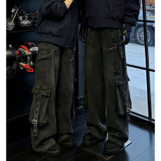 批发帅气多口袋休闲牛仔工<b class='q'>装</b><b class='q'>裤</b>春新款高腰宽松显瘦<b class='q'>百搭</b>直筒阔腿<b class='q'>裤</b>子