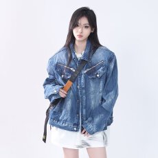 批发美式重工水洗牛仔夹克男女春秋季vibe潮牌高街宽松廓形小众外套