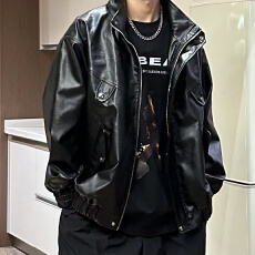 批发秋季美式街头情侣机车服宽松上衣冲锋衣夹克复古个性男女皮衣外套