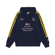 美式复古徽章织带连帽卫衣女2024初秋季国潮宽松情侣运动帽衫上衣