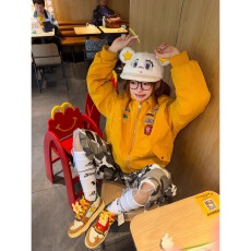 小牛津双层防水刺绣国潮新爵士街头涂鸦hiphop时尚夹克外套女男