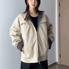 批发帆布洗水棉复合<b class='q'>夹克</b>魔王休闲立领短宽美式工装外套女男情侣款