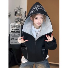 批发华棉复合卫衣潮乐邦帽衫拉链开衫卫衣女男春秋冬长袖宽松外套潮