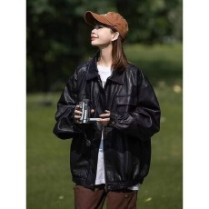 批发时尚复古短款皮衣外套女2025秋季新款洋气百搭皮夹克显瘦休闲上衣