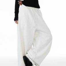 批发美式情侣装复古侧边字母刺绣休闲卫裤<b class='q'>男</b>女宽松直筒阔腿长裤潮ins