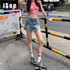 批发夏天新款浅色半身牛仔裙设计感ins风包臀裙高腰a字防走光短裙裤女