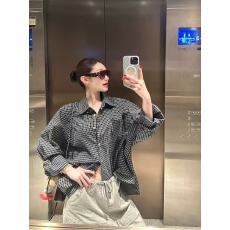 批发秋季新款美式高级感简约格纹<b class='q'>衬衫</b><b class='q'>男</b>女慵懒感宽松<b class='q'>休闲</b>百搭情侣<b class='q'>衬衣</b>