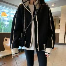 批发韩国黑色运动夹克外套女秋冬新款棒球服欧美高街<b class='q'>百搭</b>立领拉链开衫