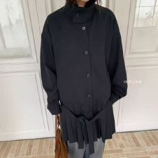 批发韩国立领收腰百褶裙风衣女秋<b class='q'>冬</b>新款百搭显瘦设计感连衣裙外套