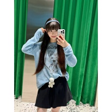 批发深圳南油高端女装秋冬新款法式百搭圆领<b class='q'>印花</b>字母长袖针织衫上衣女