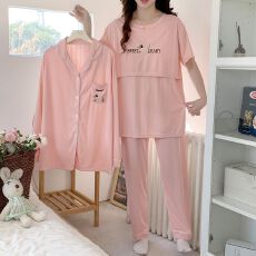批发春秋季孕妇睡衣<b class='q'>休闲</b>开衫三件套时尚纯色可哺乳月子服居家服多款