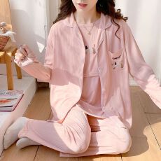 批发春秋季孕妇睡衣<b class='q'>休闲</b>开衫三件套时尚纯色可哺乳月子服居家服多款