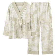 批发【带胸垫】春<b class='q'>秋</b>仿棉女长袖系带睡衣月子服孕妇产后哺孕家居服
