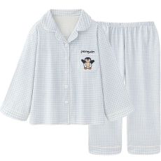 批发春秋季亲肤长袖睡衣女2025新款日系格子家居服两件<b class='q'>套装</b>可外穿