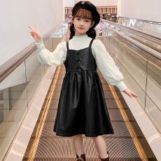 批发<b class='q'>女童</b>皮<b class='q'>裙套装</b>秋季洋气儿童皮<b class='q'>背带裙</b>春秋装2025新款小童女孩套装裙