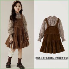 批发女童套装连衣裙新款春<b class='q'>秋</b>季洋气儿童装女孩网红时髦背带裙子两件套