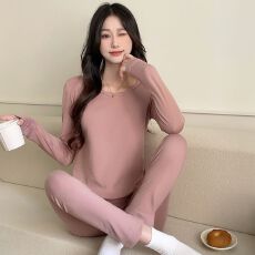 批发豆沙 抓毛保暖内衣套装秋衣秋裤两件套