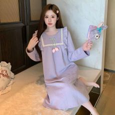 批发空气棉<b class='q'>秋</b>冬哺乳裙夹层月子服双层加厚产后孕妇睡衣连衣裙
