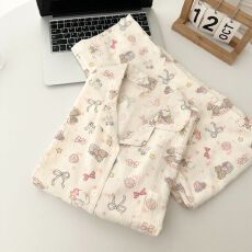 批发云朵棉双长-绵兔<b class='q'>宝宝</b>可爱睡衣女春秋长袖长裤高级感家居服套装