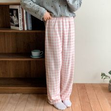 批发量大价优 法兰绒睡裤女秋冬季韩版卡通漫画风珊瑚绒遛弯裤暖暖裤