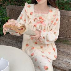 批发实拍-冬季睡衣<b class='q'>长袖</b>长裤法兰绒280克加厚保暖坑条花加绒<b class='q'>大码</b>家居服