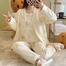 批发空气棉月子服三件套 春秋<b class='q'>纯棉</b>产后孕妇<b class='q'>睡衣</b>女秋冬哺乳期10月份
