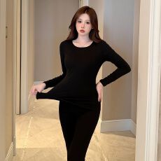 批发羽绒蛋白发热衣薄款秋冬女士保暖内衣套装女秋衣秋裤打底衫