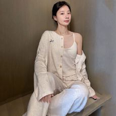 批发冬季慕斯羊绒<b class='q'>三件套</b>开衫长袖长裤<b class='q'>睡衣</b>女套装家居服