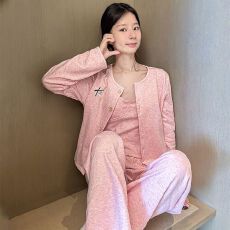 批发冬季慕斯羊绒<b class='q'>三件套</b>开衫长袖长裤<b class='q'>睡衣</b>女套装家居服