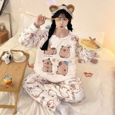 实拍2025 新款冬季 280g 法兰绒 少女套 S--XXL