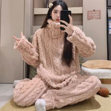 实拍2025 新款冬季 提花绒 立领套装 M--XXL