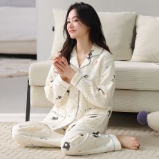 批发夹层加大码女士开衫睡衣M-3XL保暖可外穿<b class='q'>妈妈</b>家居服提花空气棉女