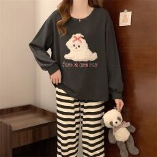 批发25年秋季牛奶丝圆领仿<b class='q'>棉</b><b class='q'>睡衣</b>女套装网红爆款直播高品