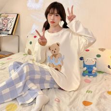 批发25年秋季牛奶丝圆领仿<b class='q'>棉</b><b class='q'>睡衣</b>女套装网红爆款直播高品