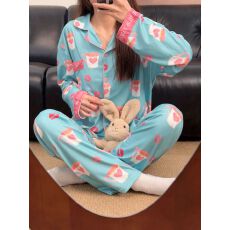 批发冬季德绒开衫卡通简约蓄热保暖长袖长裤家居服套装柔软睡衣女