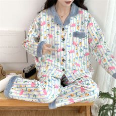 批发实拍图<b class='q'>大码</b>300斤睡衣抗起球仿棉空气棉加厚<b class='q'>大码</b>夹层睡衣系列